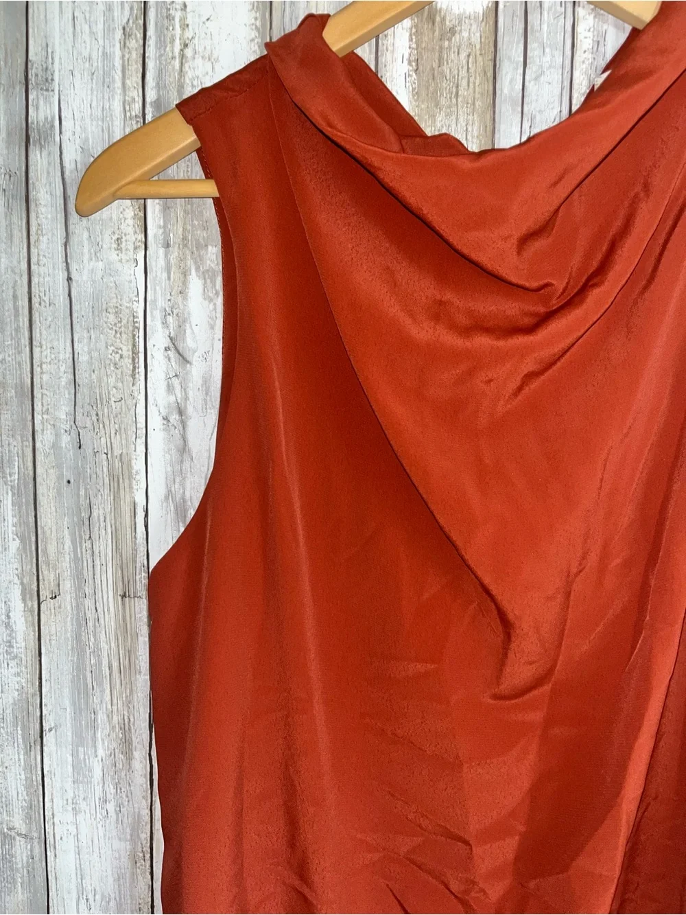 Entro Rust Orange Cowl Neck Sleeveless Tank Top Blouse Size S - Picture 3 of 5